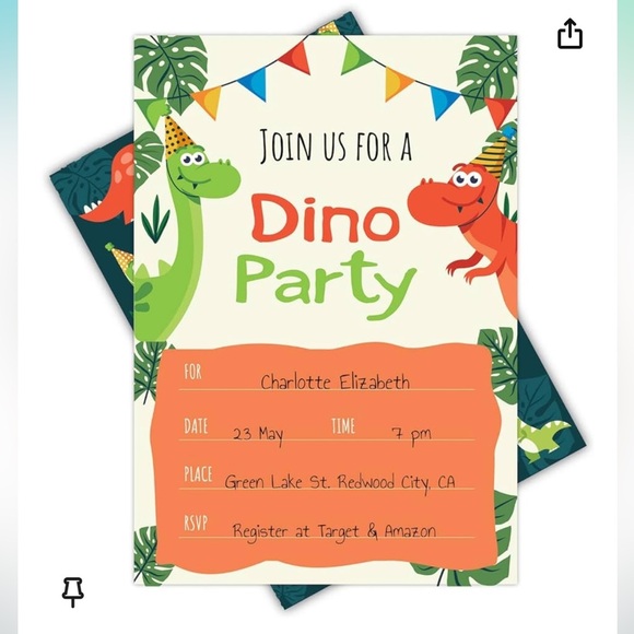 20 Pack Dino Party Dinosaur Invitations with Envelopes and Stickers - Picture 3 of 8